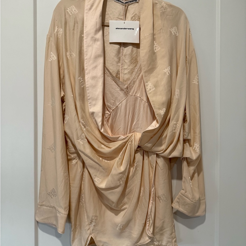 Alexander Wang Peach Draped Pajama Romper